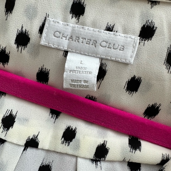 Charter Club button down white with black dots and gold button detail L - Picture 7 of 7